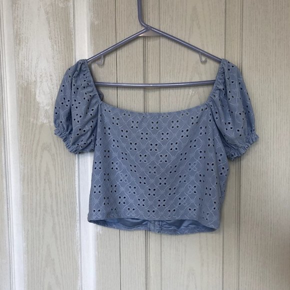 Garage Puff Sleeve Crop Blouse Size L - Picture 4 of 4